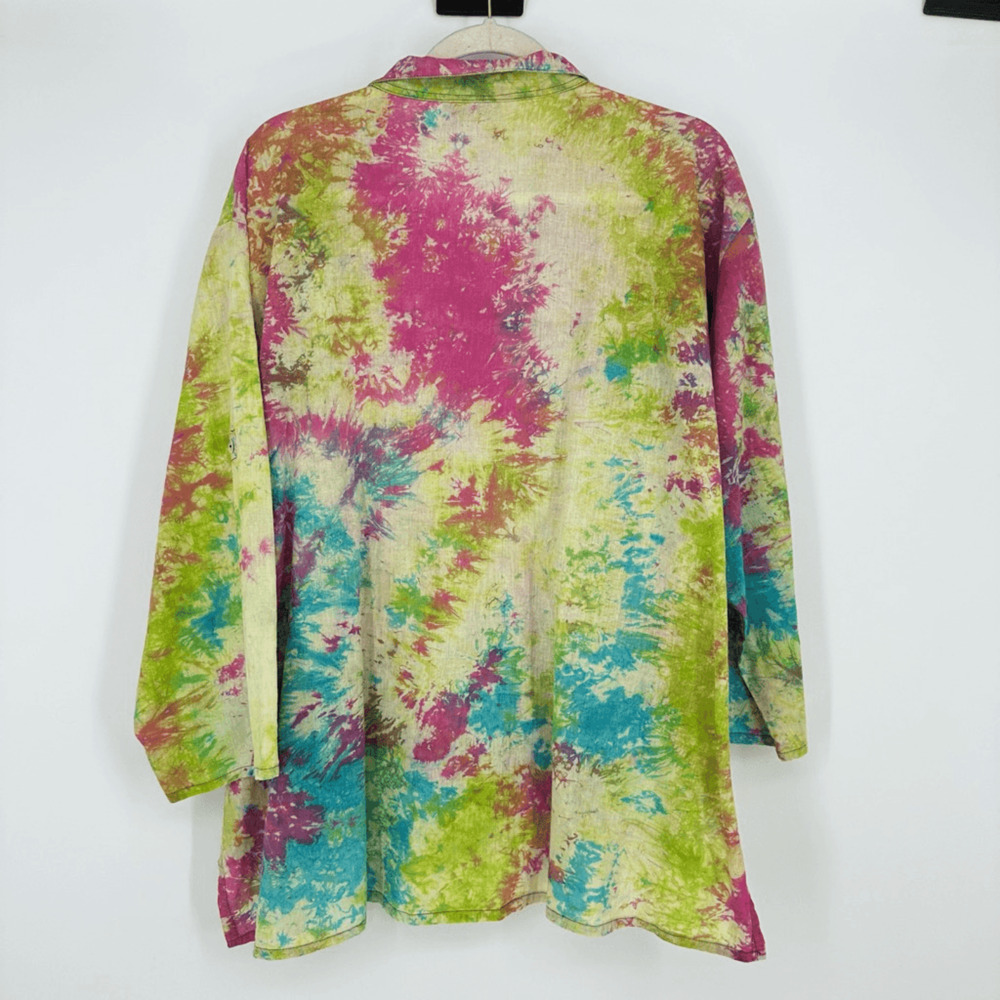 Dilemma New York Womens Button Up Shirt Size L Watercolor Art To Wear Rave - Picture 9 of 10